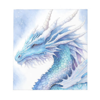 ライトブルーの水彩氷ドラゴン ノートパッド