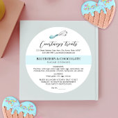 ライトブルーの水彩画ロゴ　ホームベーカリー コテージ法 ラウンドシール