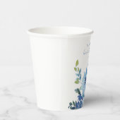 ライトブルーの水彩花イラストのカスタムウェディングシャワー 紙コップ (右)