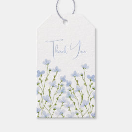 ライトブルーの水彩野の花 ギフトタグ