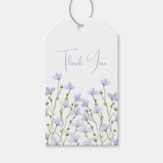 ライトブルーの水彩野の花 ギフトタグ (正面)