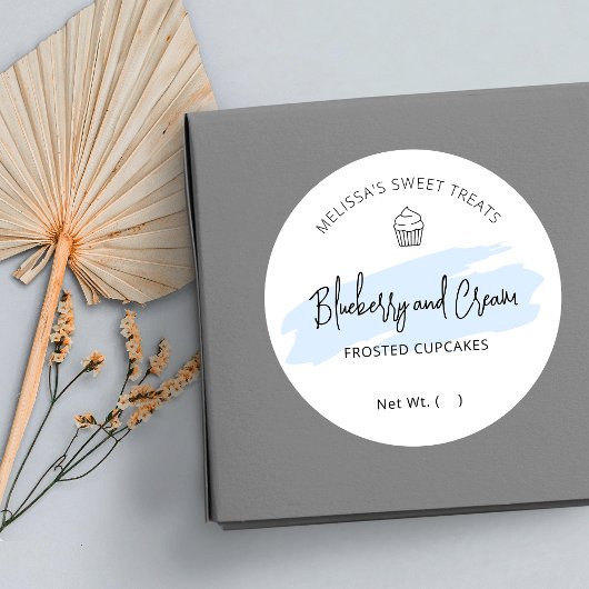 ライトブルーの水彩食品パッケージ ベーカリー ラウンドシール