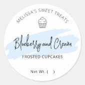 ライトブルーの水彩食品パッケージ ベーカリー ラウンドシール (正面)