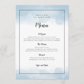 ライトブルーの水彩黒文字結婚の メニュー (正面)