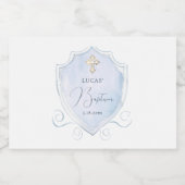 ライトブルーの水色のクレストバプテスマ スパークリングワインラベル (シングルラベル)