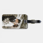 ライトブルーの海感動的波結婚の写真 ラゲッジタグ (裏面横)