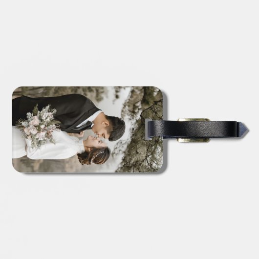 ライトブルーの海感動的波結婚の写真 ラゲッジタグ (裏面横)