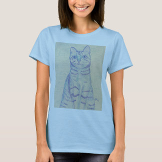 ライトブルーの猫Tシャツ Tシャツ
