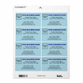 ライトブルーの発送ラベル上のビジネスブランド ラベル (フルシート)