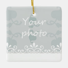 ライトブルーの白い渦巻き形の写真をパーソナ結婚ライズ セラミックオーナメント