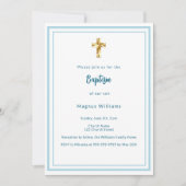 ライトブルーの白い男の子バプテスマ 招待状 (正面)