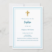 ライトブルーの白い男の子バプテスマ 招待状 (正面)