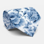 ライトブルーの磁器のような花柄の結婚式の花婿介添人ギフト ネクタイ (ロール)