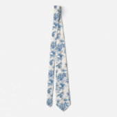 ライトブルーの磁器柄フラワーネクタイ(花婿付添人ギフト) ネクタイ (裏面)
