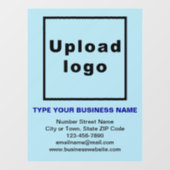 ライトブルーの窓の上にビジネスブランド ウィンドウサイン (シート)