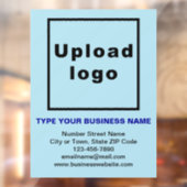 ライトブルーの窓の上にビジネスブランド ウィンドウサイン (シート2)