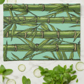 ライトブルーの竹林 キッチンタオル (折り畳み)