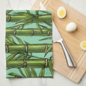 ライトブルーの竹林 キッチンタオル (四つ折り)