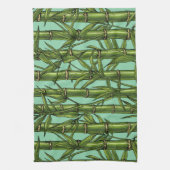 ライトブルーの竹林 キッチンタオル (縦)