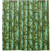 ライトブルーの竹林 シャワーカーテン (正面)