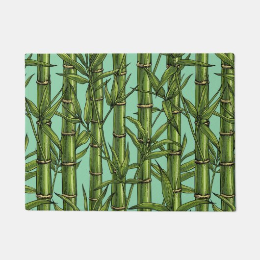 ライトブルーの竹林 ドアマット (正面)
