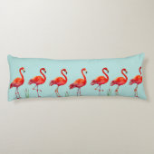 ライトブルーの美しいピンクのフラミンゴ ボディピロー (裏面)
