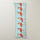 ライトブルーの美しいピンクのフラミンゴ ボディピロー (裏面 (縦))