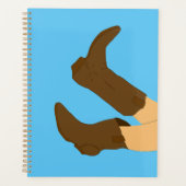 ライトブルーの背景にカウボーイブーツ プランナー手帳 (正面)