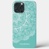 ライトブルーの背景にカスタム曼荼羅アート Case-Mate iPhoneケース (裏面)