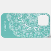 ライトブルーの背景にカスタム曼荼羅アート Case-Mate iPhoneケース (裏面 (横))