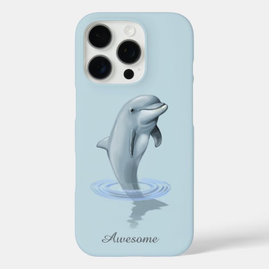ライトブルーの背景にモダンなイルカと手書き風文字 Case-Mate iPhoneケース (裏面)