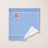 ライトブルーの背景に灯台とモノグラム バスタオルセット (ウォッシュタオル)