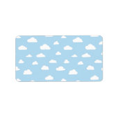 ライトブルーの背景に白い漫画の雲 ラベル (正面)