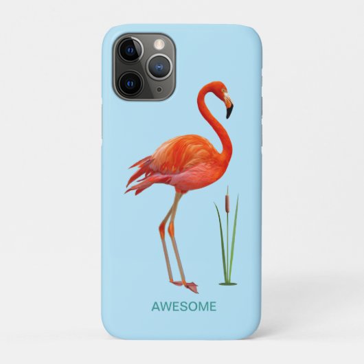 ライトブルーの背景に赤いフラミンゴ Case-Mate iPhoneケース (裏)