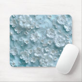 ライトブルーの背景に3D白い花 マウスパッド (マウス)