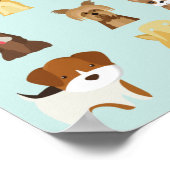 ライトブルーの背景の犬のパターン。 ポスター (角)