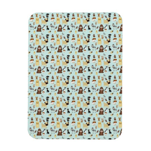 ライトブルーの背景の犬のパターン。 マグネット (縦)