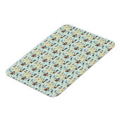 ライトブルーの背景の犬のパターン。 マグネット (左側)