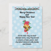 ライトブルーの背景カードにクリスマスベル シーズンカード (正面)