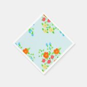 ライトブルーの花が咲く スタンダードカクテルナプキン (角)