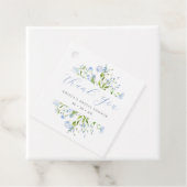 ライトブルーの花のウェディングシャワー感謝カード フェイバータグ (インサイチュ)