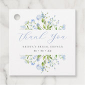 ライトブルーの花のウェディングシャワー感謝祭 フェイバータグ (正面)