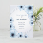 ライトブルーの花のウェディング招待状 招待状 (スタンド正面)