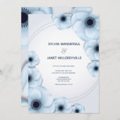 ライトブルーの花のウェディング招待状 招待状 (正面/裏面)