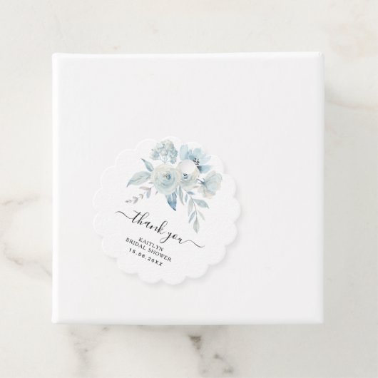 ライトブルーの花ブライダルシャワーメッセージカード フェイバータグ (インサイチュ)