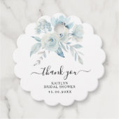 ライトブルーの花ブライダルシャワーメッセージカード フェイバータグ (正面)