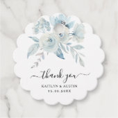 ライトブルーの花結婚式の引き出物ラベル フェイバータグ (正面)