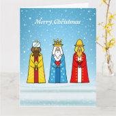 ライトブルーの賢い三人 カード (黄色い花)