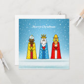 ライトブルーの賢い三人 カード (正面/裏面インサイチュ)