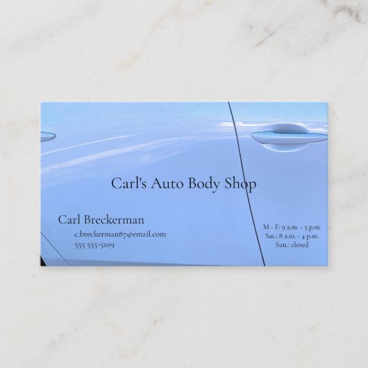 ライトブルーの車のドア 名刺 (正面)